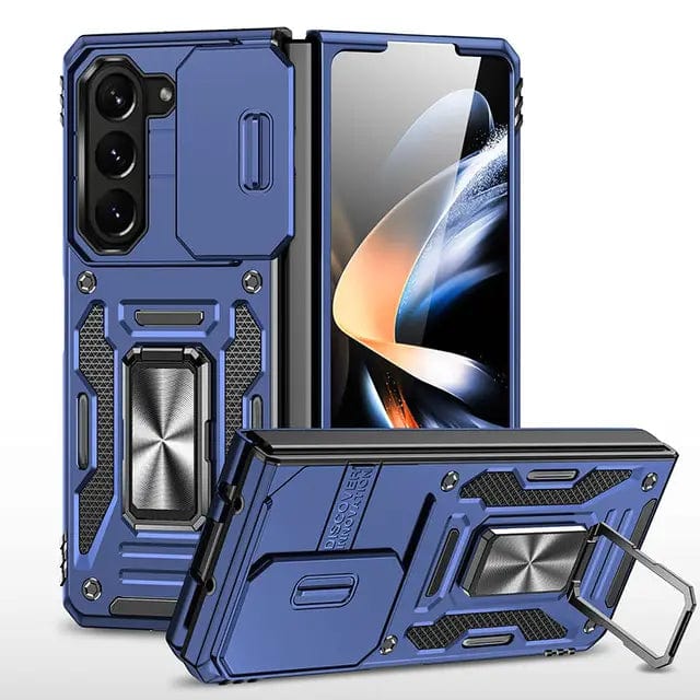 Magnetic Case With Kickstand & Camera Cover For Samsung Z Fold - Navy Blue
