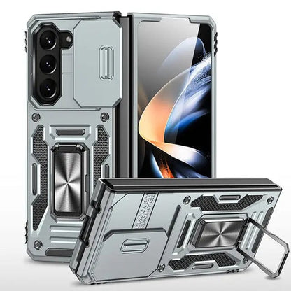 Magnetic Case With Kickstand & Camera Cover For Samsung Z Fold - Silver
