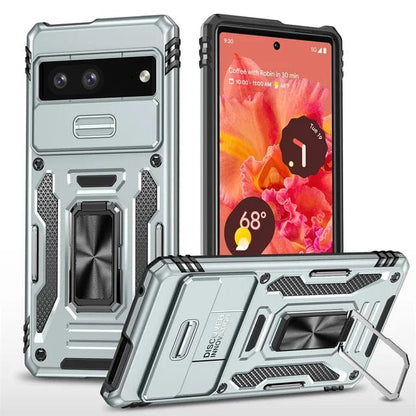 Magnetic Phone Case With Kickstand & Camera Cover For Google Pixel - Silver