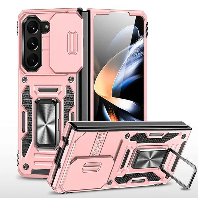 Magnetic Case With Kickstand & Camera Cover For Samsung Z Fold - Rose Gold