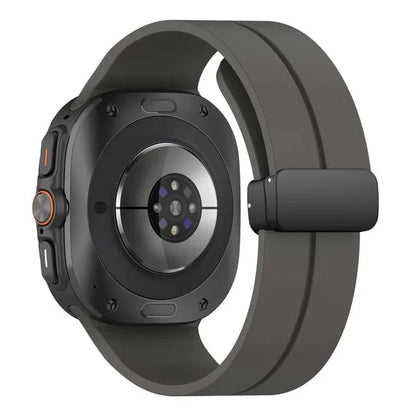 Magnetic Silicone Sports Watch Band For Samsung Watch 7 Ultra - Space Grey