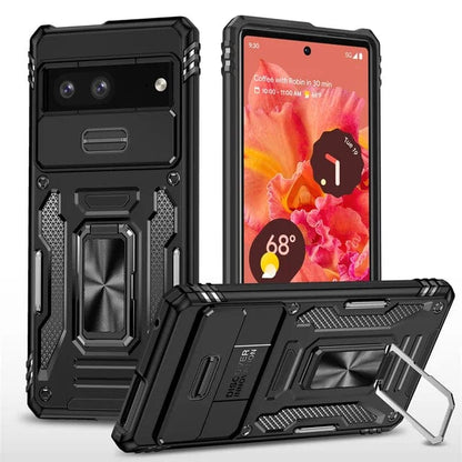 Magnetic Phone Case With Kickstand & Camera Cover For Google Pixel - Black
