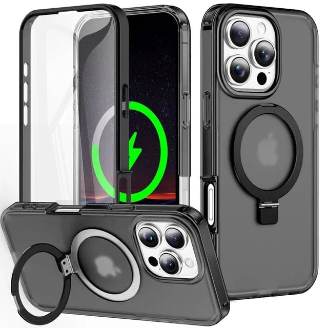 Protective Matte Phone Case With Kickstand - Black