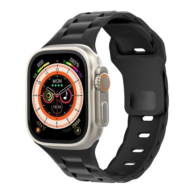 Link Silicone Sports Watch Band - Black