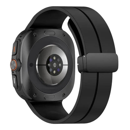 Magnetic Silicone Sports Watch Band For Samsung Watch 7 Ultra - Black