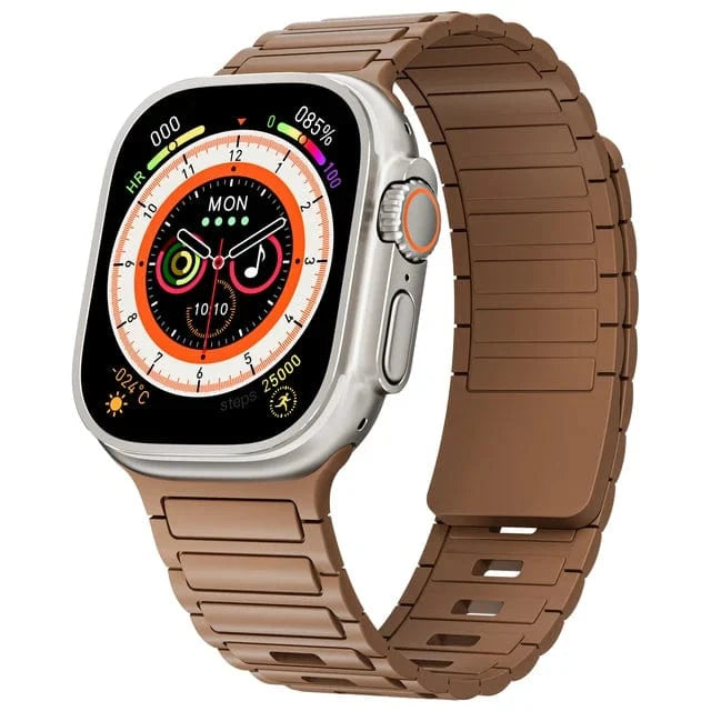 Silicone Magnetic Loop Watch Band - Brown