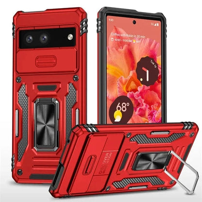 Magnetic Phone Case With Kickstand & Camera Cover For Google Pixel - Red