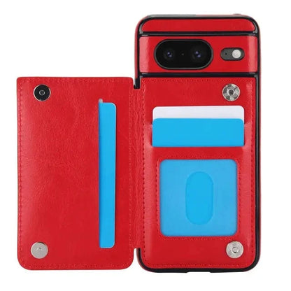 Leather Wallet Case For Google Pixel - Red