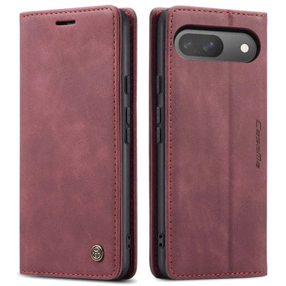 Slim Magnetic Leather Case For Google Pixel - Wine Red