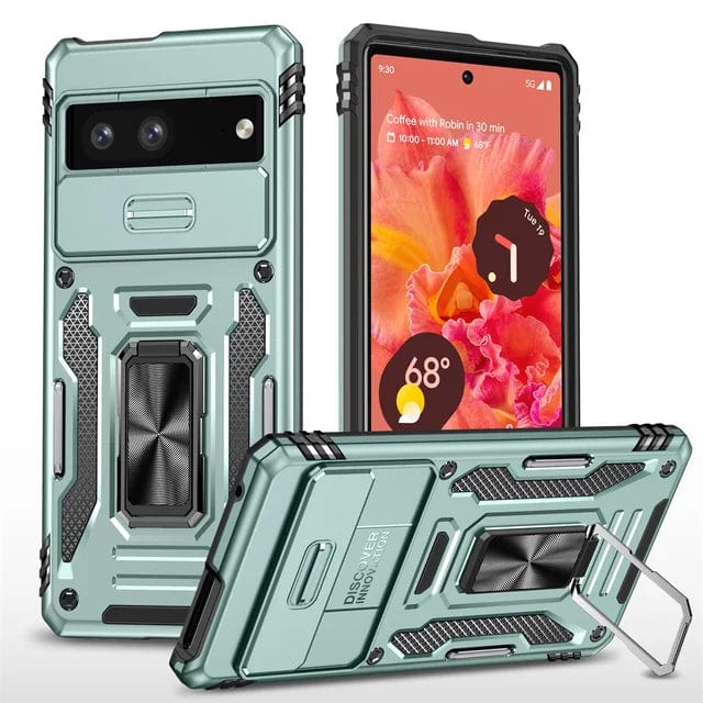 Magnetic Phone Case With Kickstand & Camera Cover For Google Pixel - Light Green
