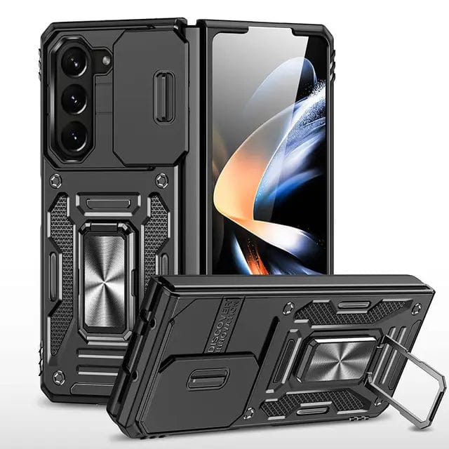Magnetic Case With Kickstand & Camera Cover For Samsung Z Fold - Black
