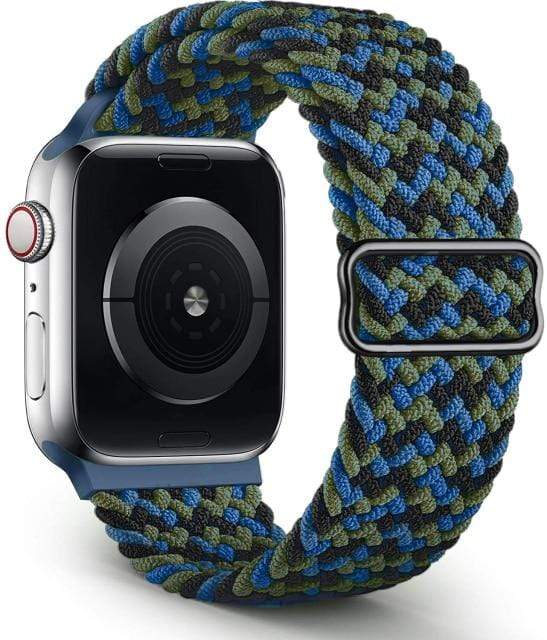 Adjustable Braided Nylon Watch Band - Black Blue Green