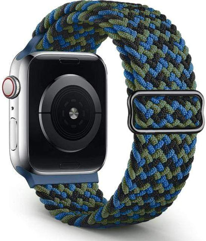 Adjustable Braided Nylon Watch Band - Black Blue Green