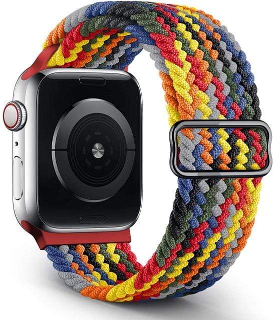 Adjustable Braided Nylon Watch Band - Rainbow