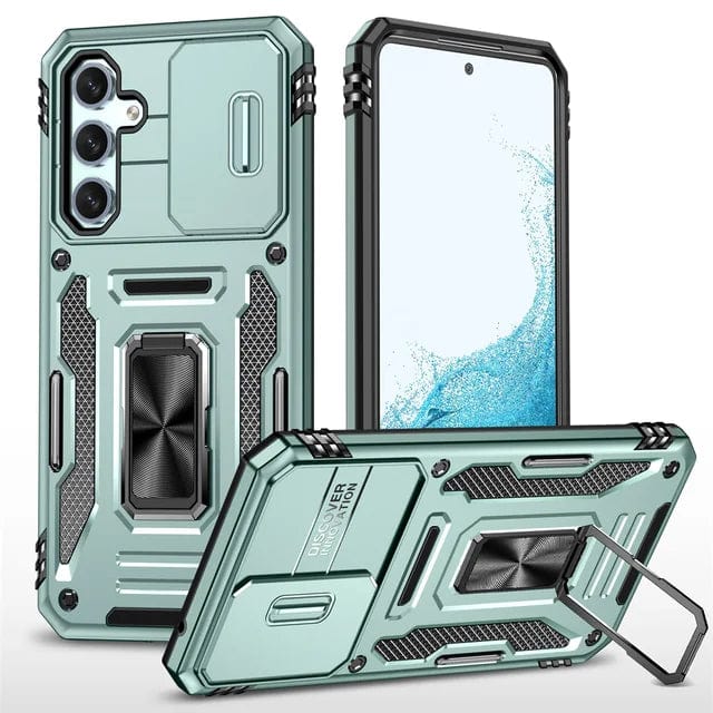 Magnetic Case With Kickstand & Camera Cover For Samsung A Series - Green