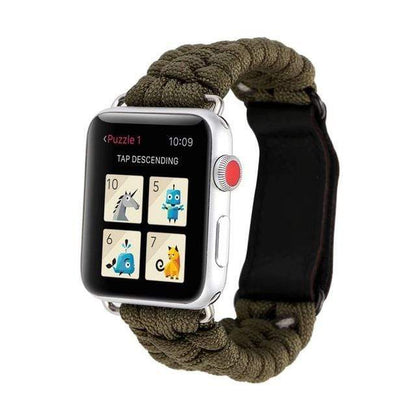 Survival Paracord Watch Band - Army Green