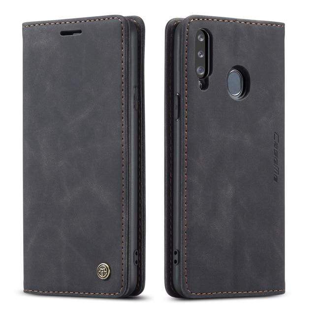 Slim Magnetic Leather Case For Samsung Galaxy - Black