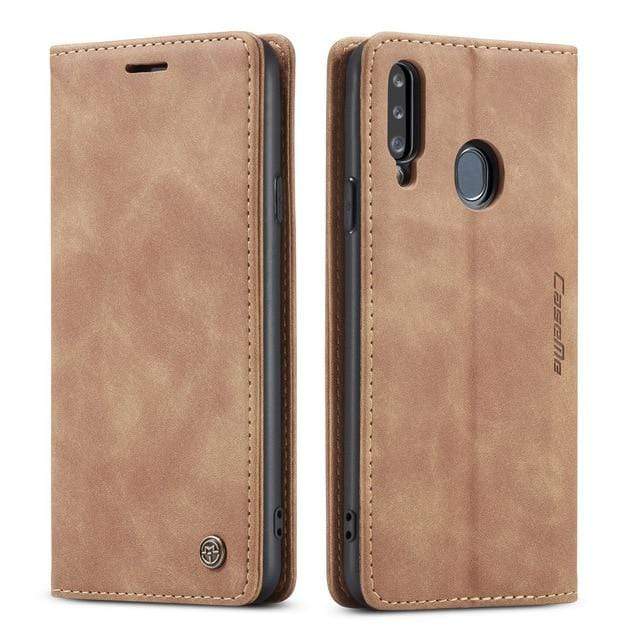 Slim Magnetic Leather Case For Samsung Galaxy - Brown