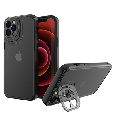 Shockproof Camera Kickstand Phone Case - Transparent Black