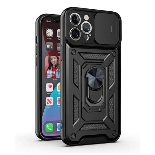 Magnetic Shockproof Phone Case With Camera Cover - Black