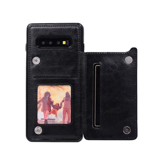 Leather Wallet Case For Samsung Galaxy S - Black