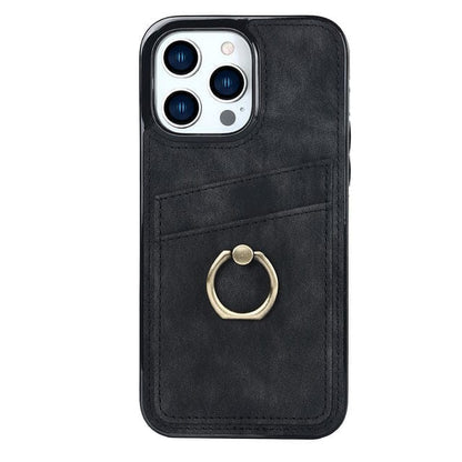 Matte Leather Cardholder Phone Case - Black