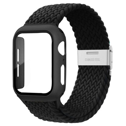 Braided Loop Watch Band With Case - Black