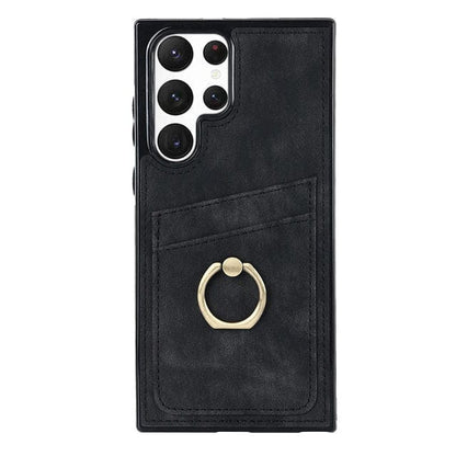 Matte Leather Cardholder Case For Samsung Galaxy - Black