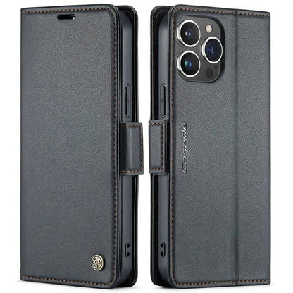 RFID Leather Card Holder Phone Case - Black