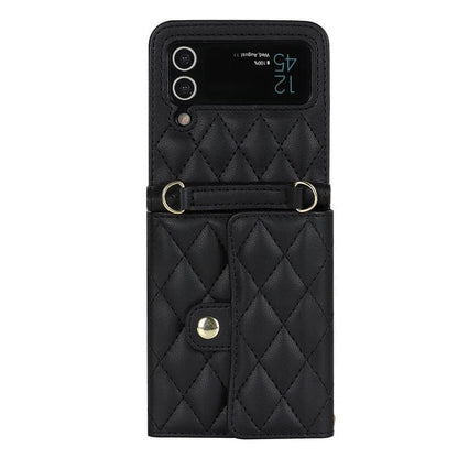 Crossbody Leather Wallet Case For Samsung Z Flip - Black
