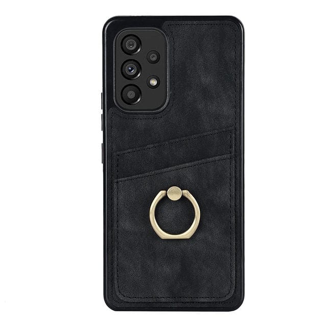 Matte Leather Cardholder Case For Samsung A Series - Black