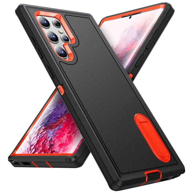 Shockproof Kickstand Case For Samsung Galaxy S - Black & Orange