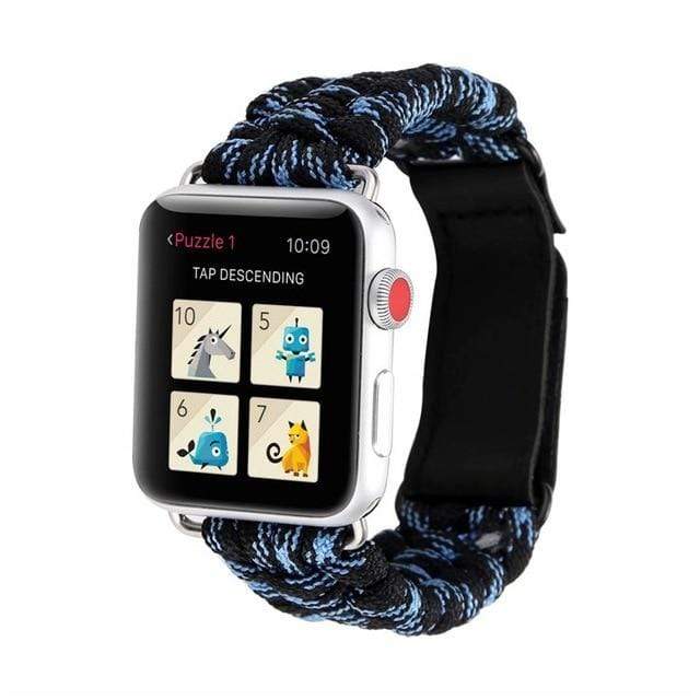 Survival Paracord Watch Band - Black Blue