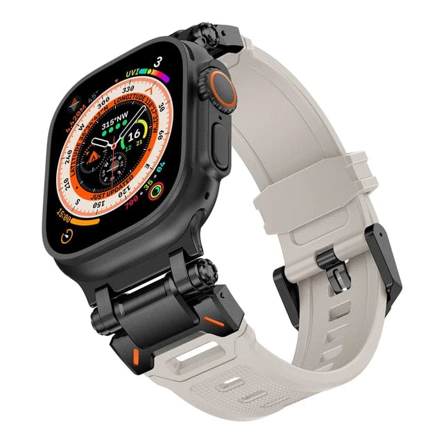 Rugged Mens Watch Band - Black + Warm Gray