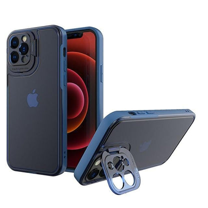 Shockproof Camera Kickstand Phone Case - Transparent Blue