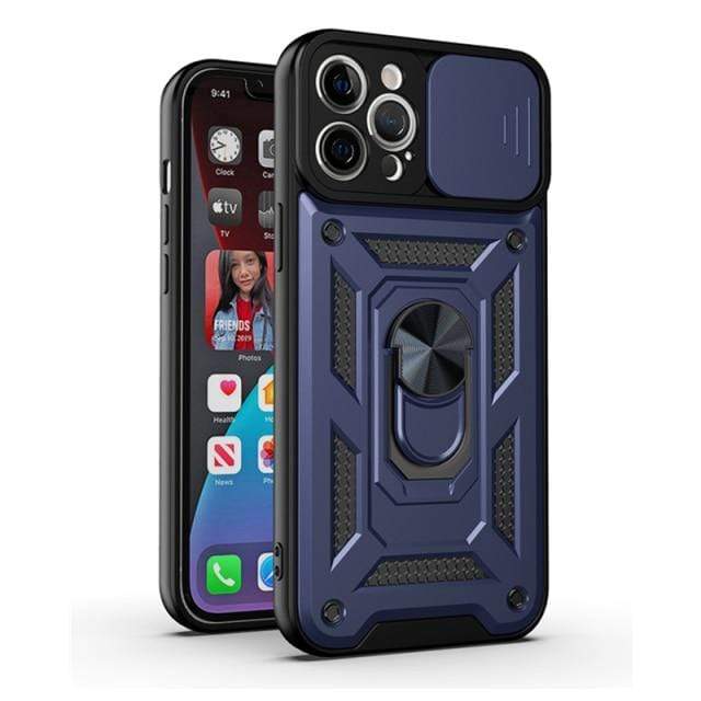 Magnetic Shockproof Phone Case With Camera Cover - Blue