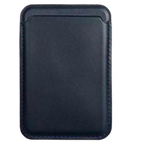 Magnetic Leather Card Holder Wallet - Blue