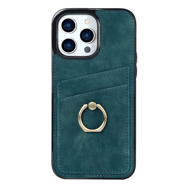 Matte Leather Cardholder Phone Case - Blue