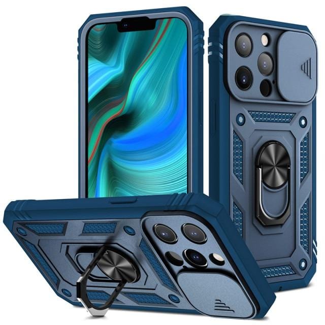 Heavy Duty Magnetic Phone Case With Camera Cover - Blue