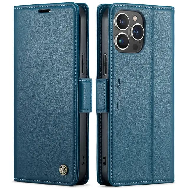 RFID Leather Card Holder Phone Case - Blue