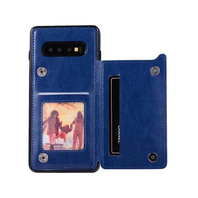 Leather Wallet Case For Samsung Galaxy S - Blue