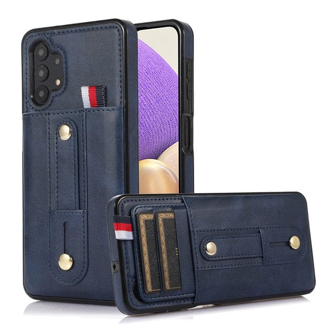Leather Card Holder Case For Samsung Galaxy A - Blue