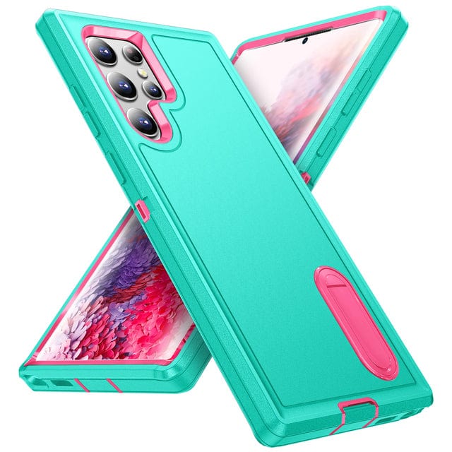 Shockproof Kickstand Case For Samsung Galaxy S - Green & Pink