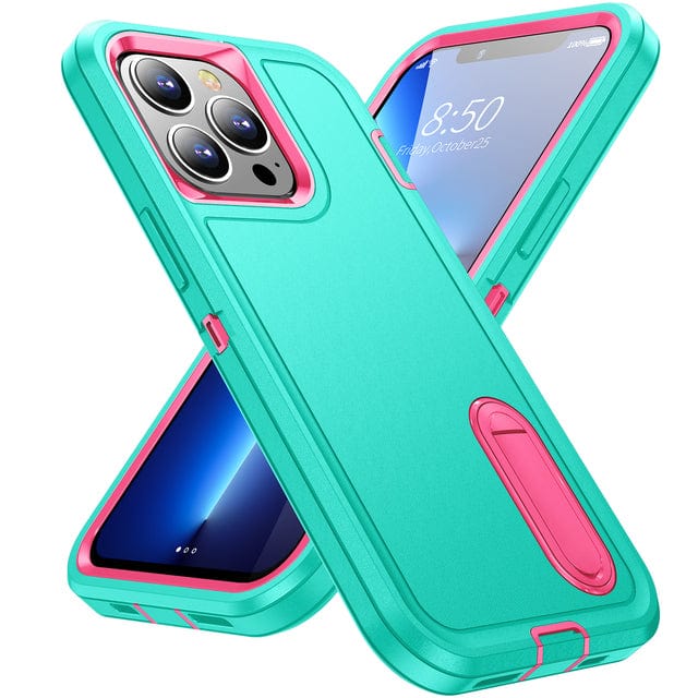 Shockproof Kickstand Phone Case - Green & Pink