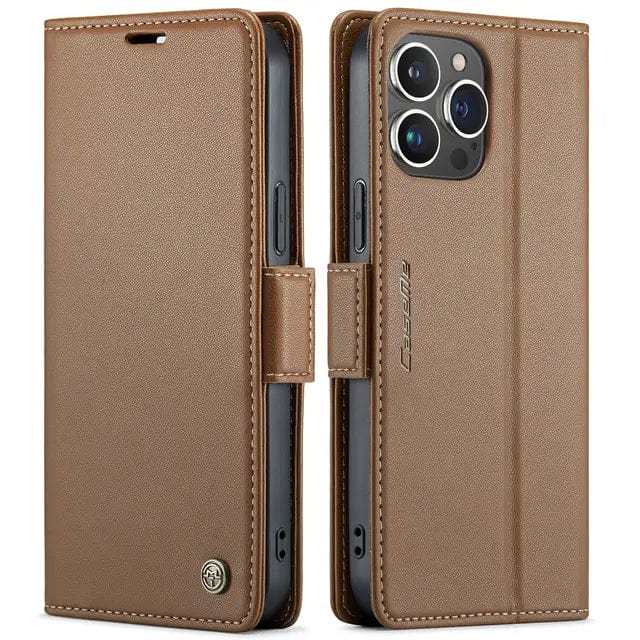 RFID Leather Card Holder Phone Case - Brown
