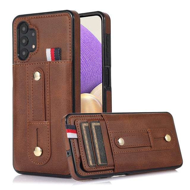 Leather Card Holder Case For Samsung Galaxy A - Brown