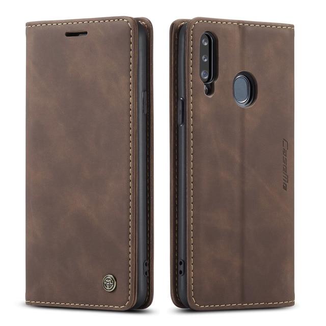 Slim Magnetic Leather Case For Samsung Galaxy - Coffee