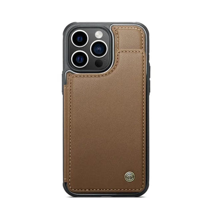 RFID Flip Leather Wallet Phone Case - Brown