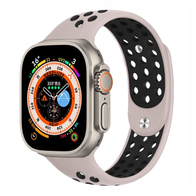 Breathable Sports Watch Band - Beige Black
