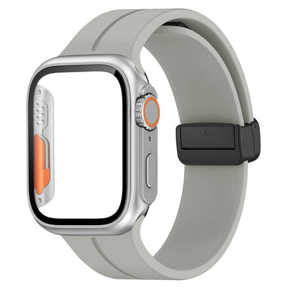 Magnetic Buckle Sports Watch Band With Case - Gray